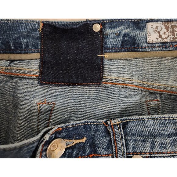 Mossimo Jeans Blue Denim Mid Rise Modern Boot Cut Distressed‎ Womens 15 34x32 - Picture 11 of 16